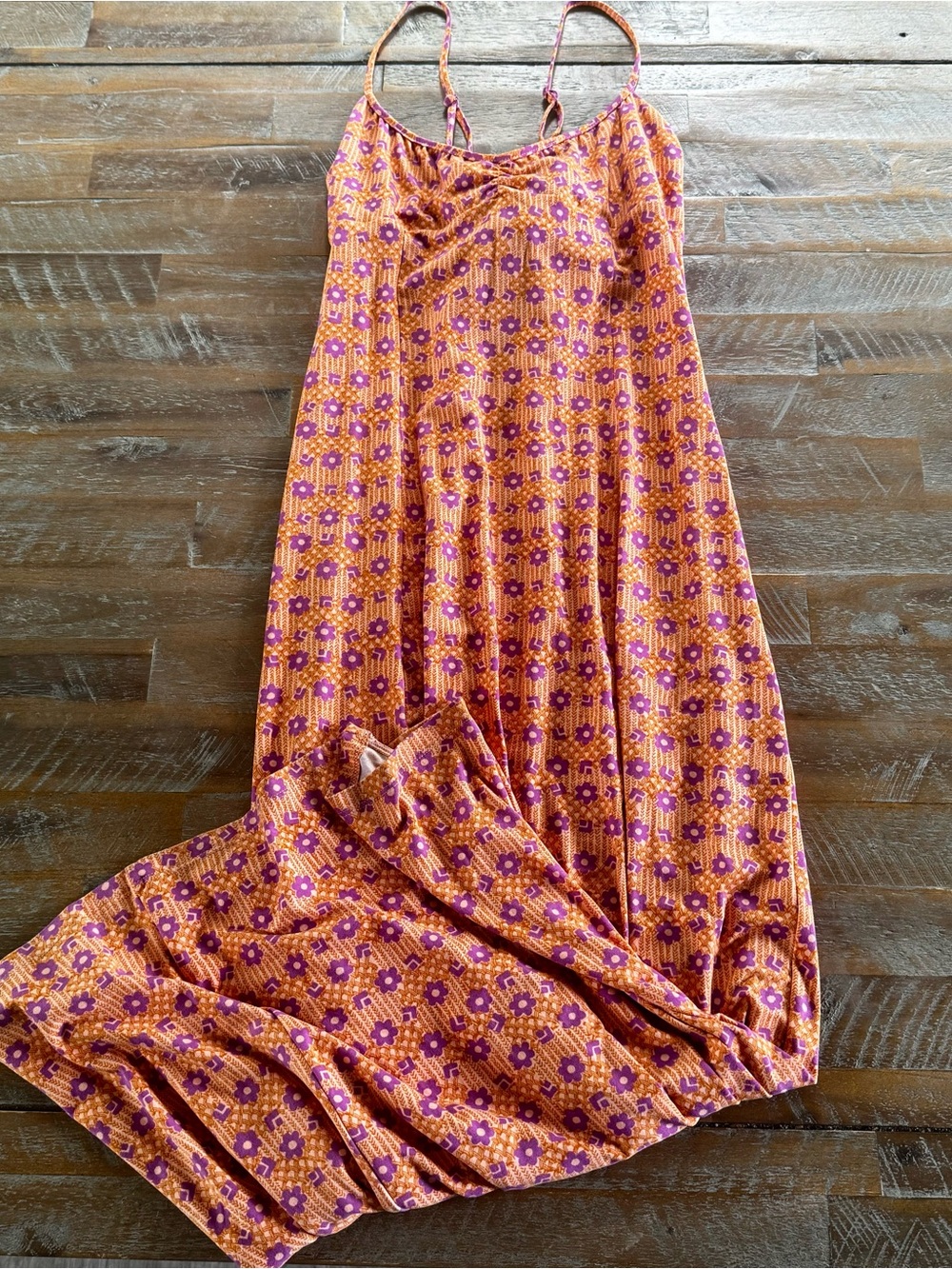 Urban Outfitters Orange and Purple Floral Maxi Dress